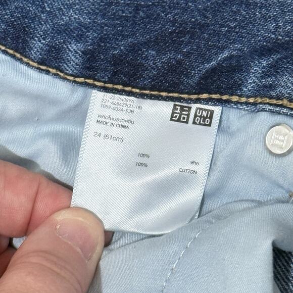 UNIQLO Womens High Rise Wide Leg Distressed Jeans Size 24 Medium Wash - Picture 3 of 7